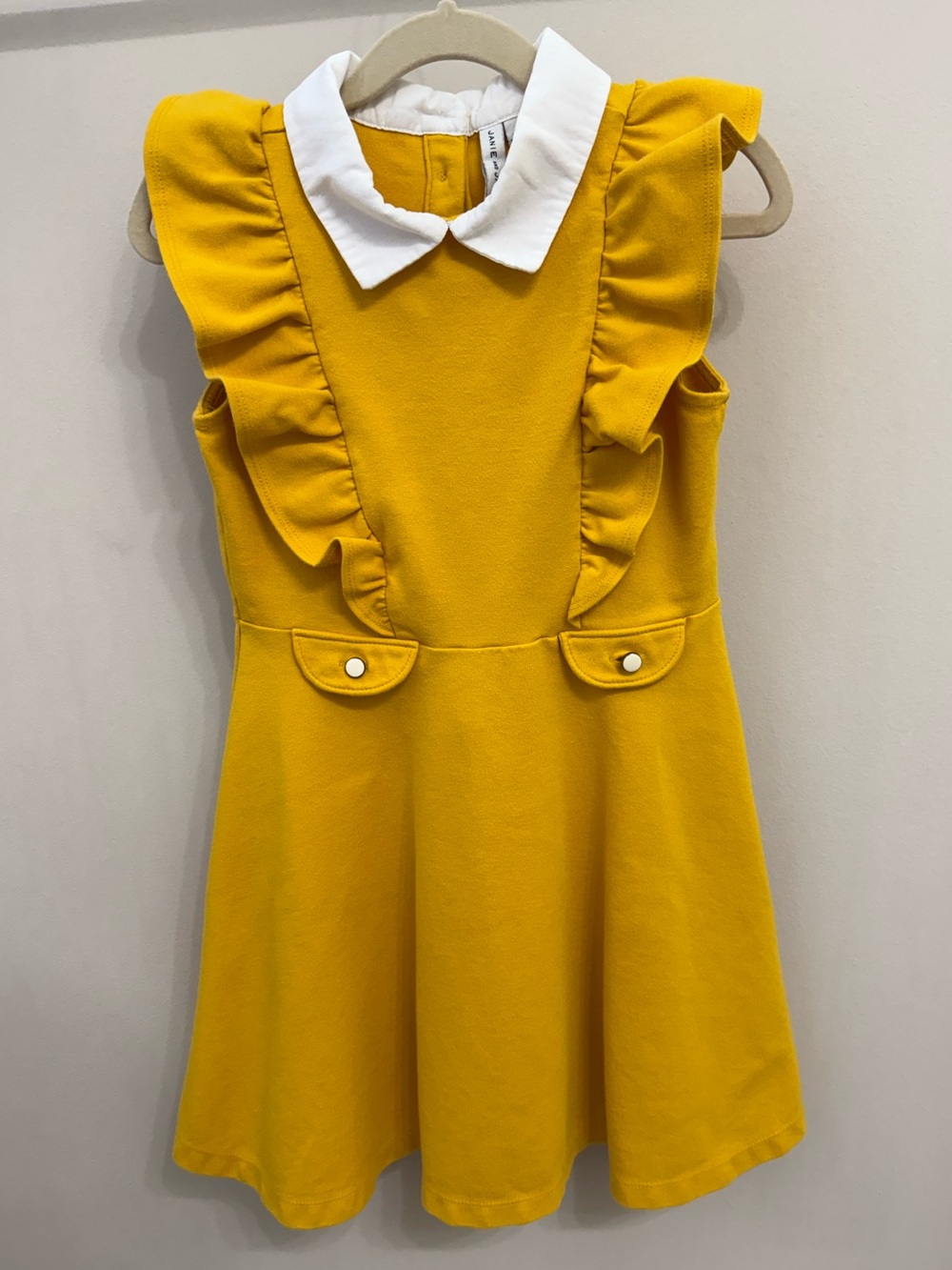 Janie and Jack Yellow Ruffle Dress with White Collar Size 7